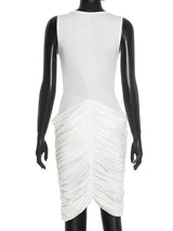 Deep V Neck Sleeveless Ruched Women Sexy Midi Dress Midi Dresses - Tophatter Daily Deals