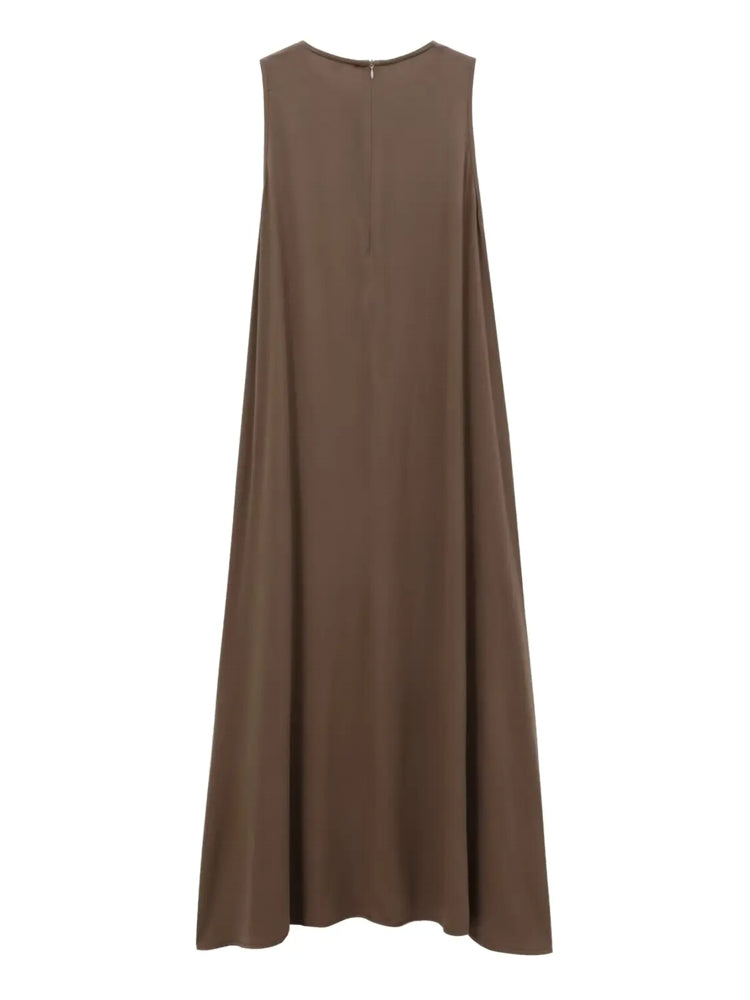 Women Simple Loose Round Neck Sleeveless Daily Dress Midi Dresses - Tophatter Daily Deals