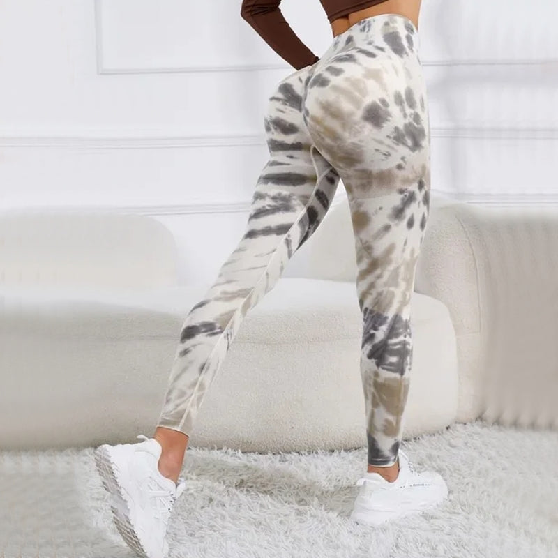 Print Tie Dye Sports Leggings Gym Gray Leggings - Tophatter Daily Deals