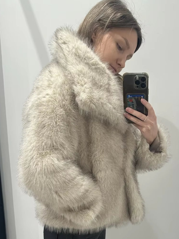 Women Luxury Big Fur Collar Overcoats Coats & Jackets - Tophatter Daily Deals
