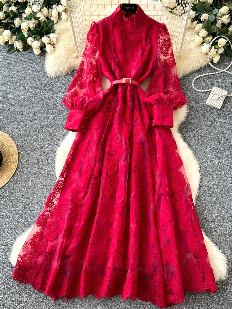Elegant Stand Neck Belt Dinner Party Maxi Dresses Maxi Dresses - Tophatter Daily Deals