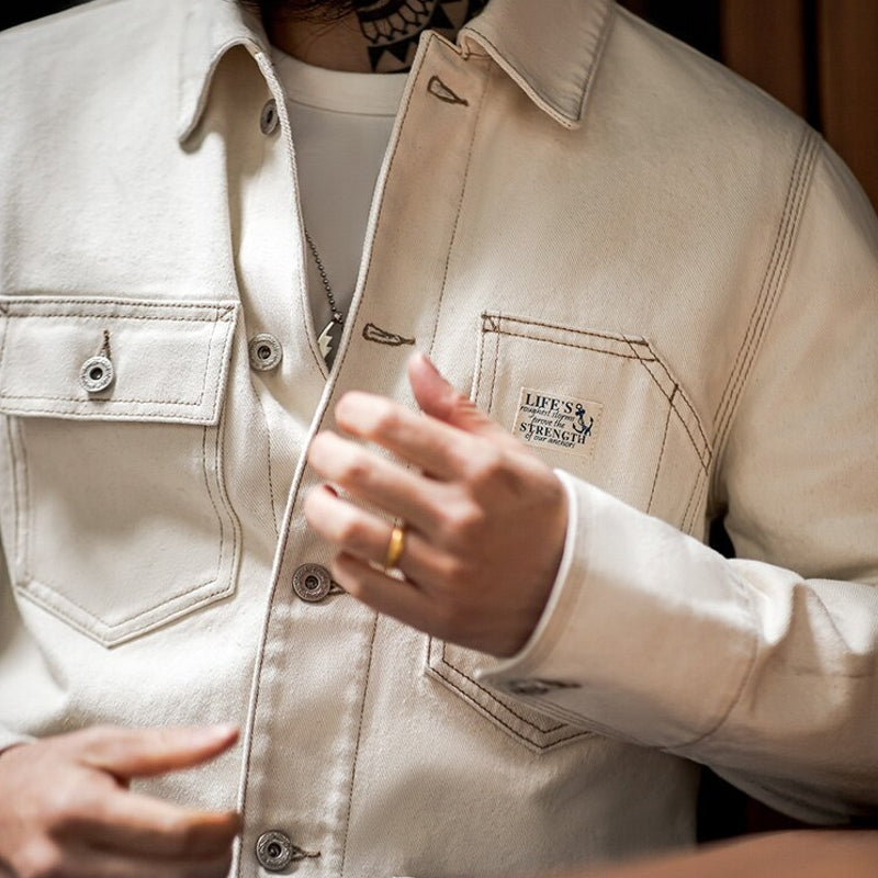 Cotton Lapel Jackets Multi-pocket Short Parkas Men Jackets - Tophatter Daily Deals