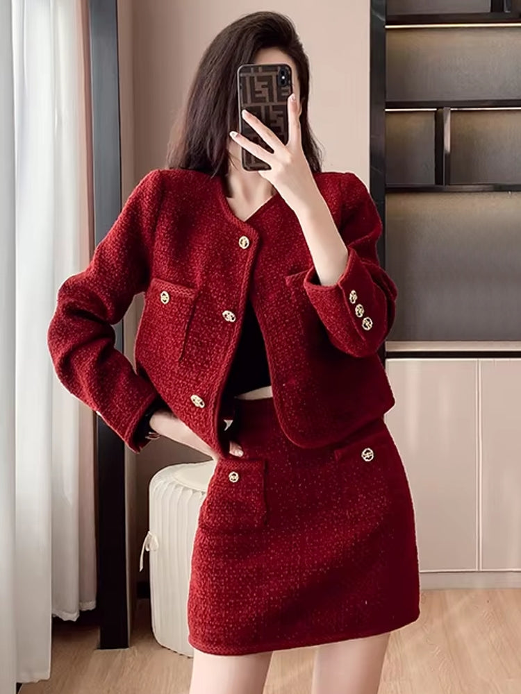 Elegant Women Short Coat Skirt Suit Work Wear Blazers - Tophatter Daily Deals