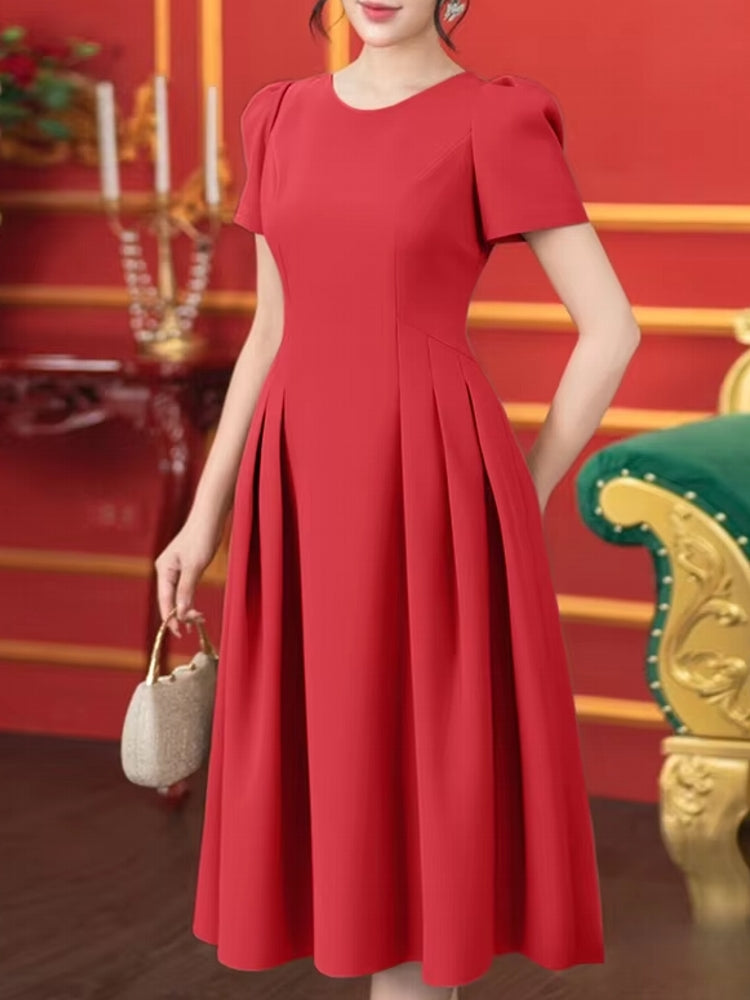 Women Summer Dress Elegant Office Lady Sundress Robe Midi Dresses - Tophatter Daily Deals