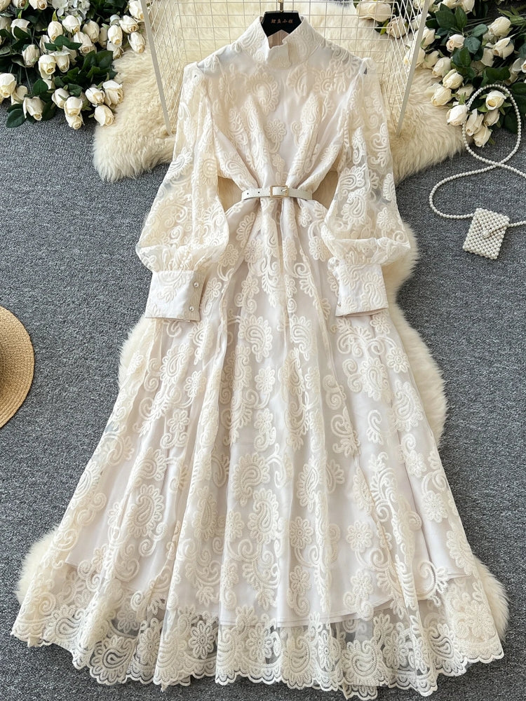 Elegant Stand Neck Belt Dinner Party Maxi Dresses Maxi Dresses - Tophatter Daily Deals