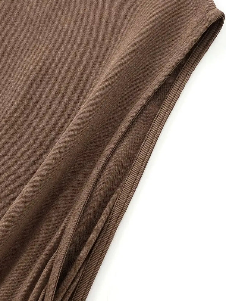 Women Simple Loose Round Neck Sleeveless Daily Dress Midi Dresses - Tophatter Daily Deals