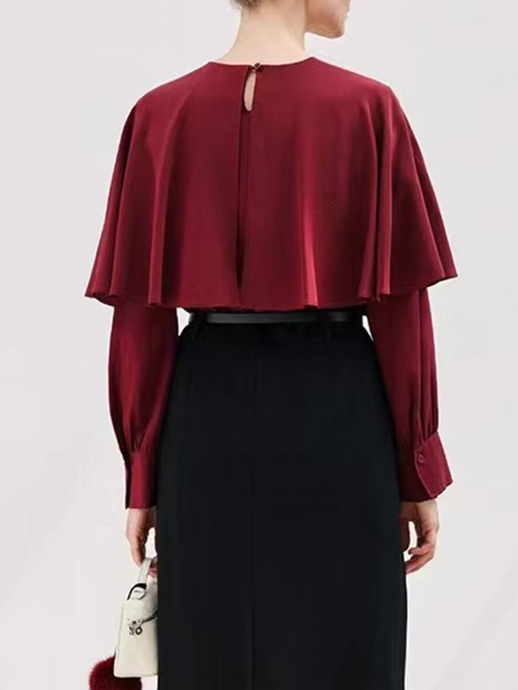 Women Fake Cloak T-shirt Pullover Tops Blouses - Tophatter Daily Deals