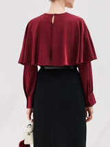 Women Fake Cloak T-shirt Pullover Tops Blouses - Tophatter Daily Deals