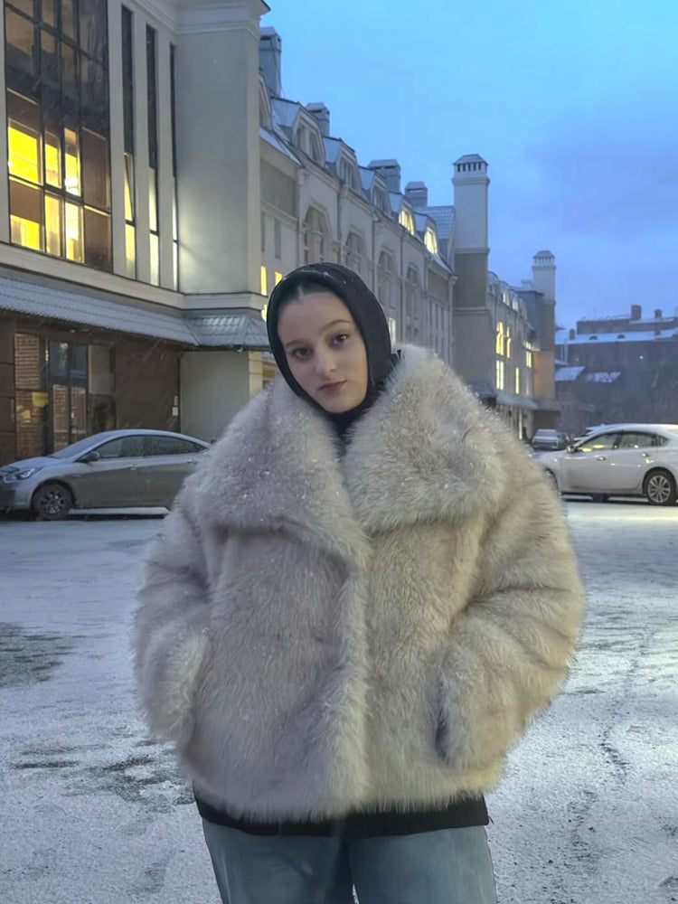 Women Luxury Big Fur Collar Overcoats Coats & Jackets - Tophatter Daily Deals