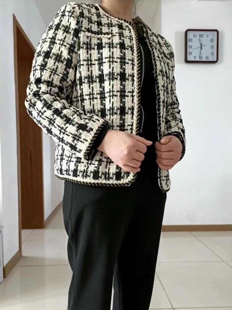 Women Bright Line Plaid Jacket Coat Work Wear Blazers - Tophatter Daily Deals