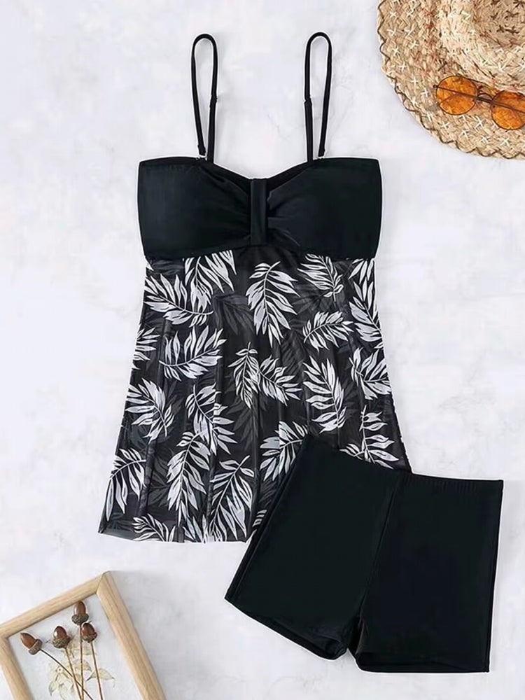 Summer Short Skirt With Comfortable Shorts Swimsuit Black Swimwear - Tophatter Daily Deals