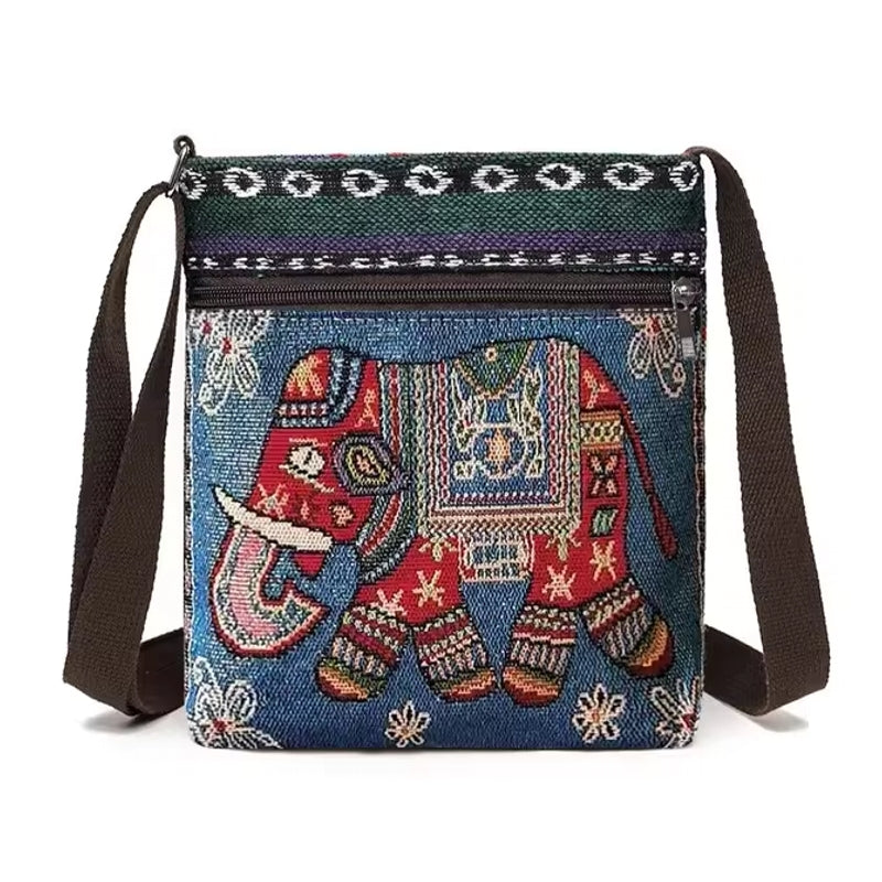 Retro Ethnic Style Small Canvas Bag Blue Women Bag - Tophatter Daily Deals