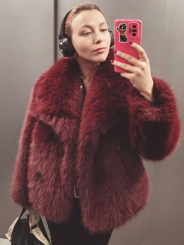 Women Luxury Big Fur Collar Overcoats Coats & Jackets - Tophatter Daily Deals