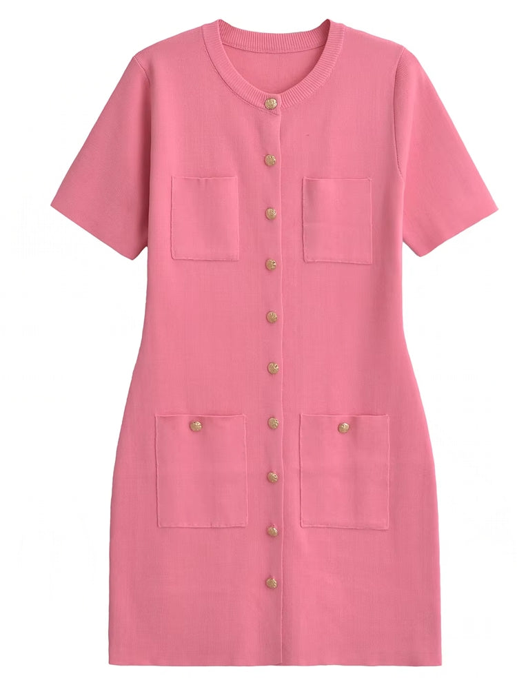 Women Round Neck Short Sleeve Bodycon A-line Dresses Mini Dresses - Tophatter Daily Deals