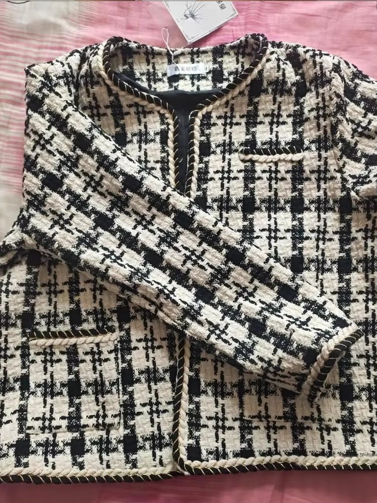 Women Bright Line Plaid Jacket Coat Work Wear Blazers - Tophatter Daily Deals