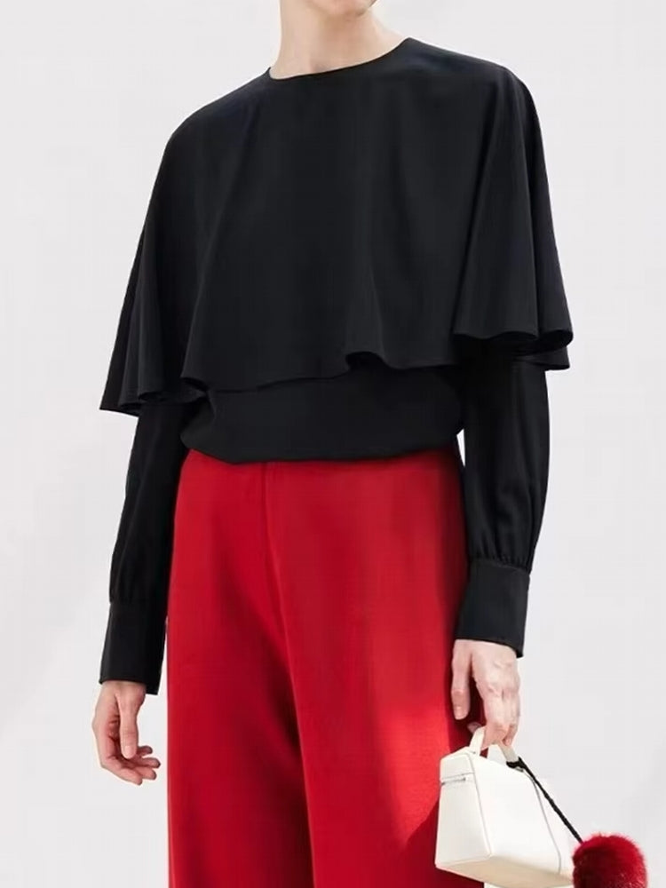 Women Fake Cloak T-shirt Pullover Tops Blouses - Tophatter Daily Deals