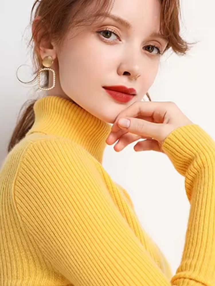 Basic Soft Top Sweaters For Women Yellow Blouses - Tophatter Daily Deals