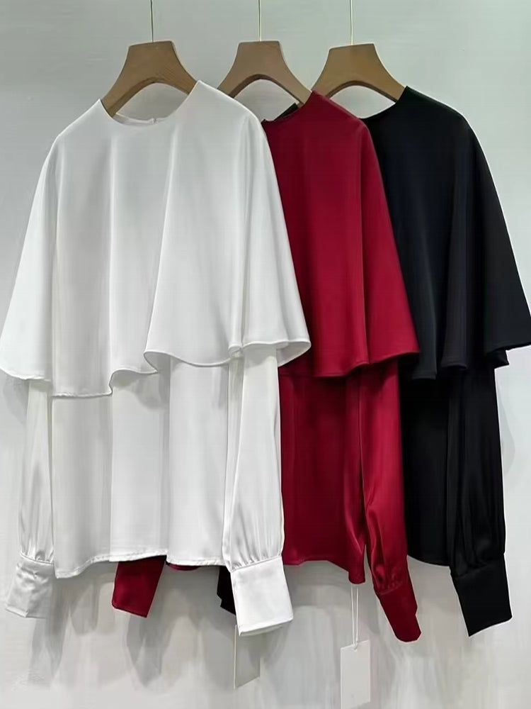 Women Fake Cloak T-shirt Pullover Tops Blouses - Tophatter Daily Deals