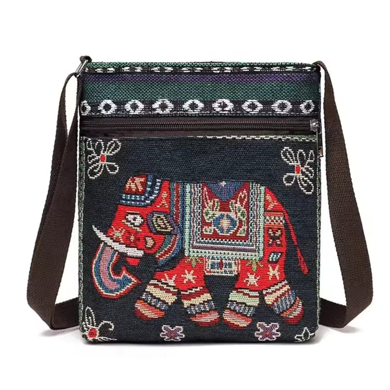 Retro Ethnic Style Small Canvas Bag Black Women Bag - Tophatter Daily Deals