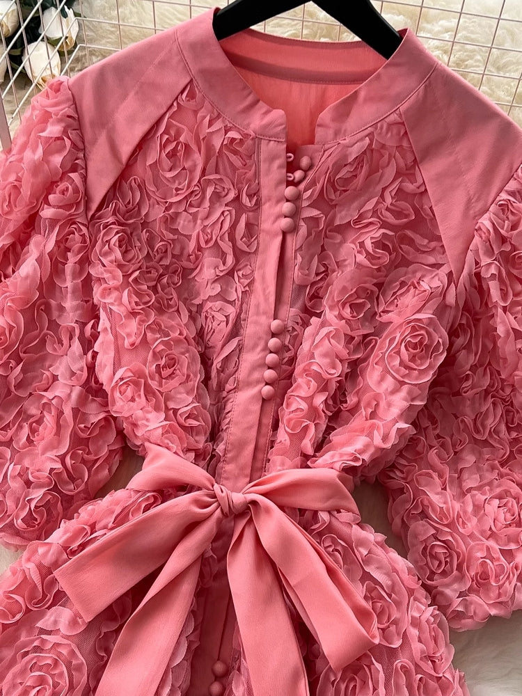 Luxury 3D Flower Formal Evening Dress Watermelon Maxi Dresses - Tophatter Daily Deals