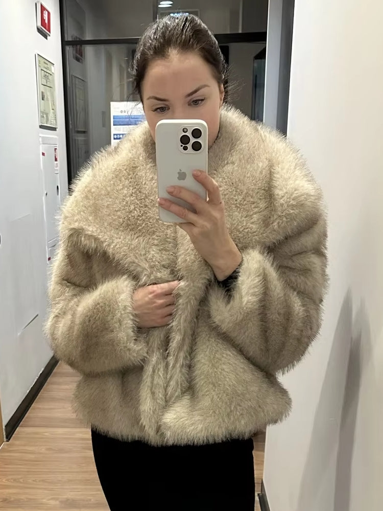 Women Luxury Big Fur Collar Overcoats Coats & Jackets - Tophatter Daily Deals