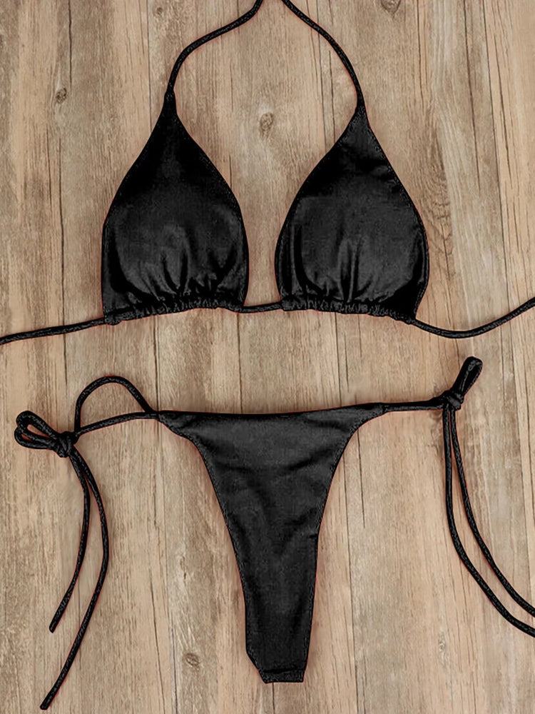 Bikini T-Back Low Rise Thong Bandage Style Swimwear - Tophatter Daily Deals