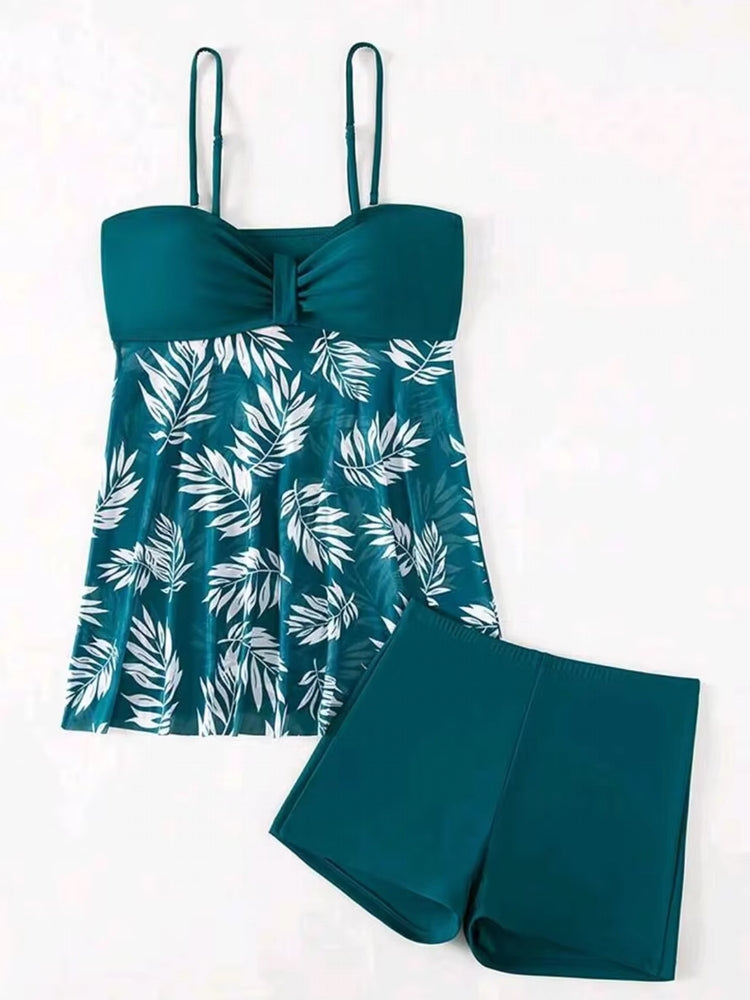 Summer Short Skirt With Comfortable Shorts Swimsuit Green Swimwear - Tophatter Daily Deals