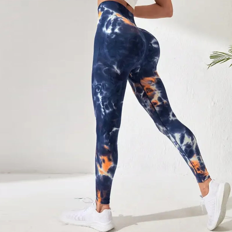 Print Tie Dye Sports Leggings Gym Blue Leggings - Tophatter Daily Deals