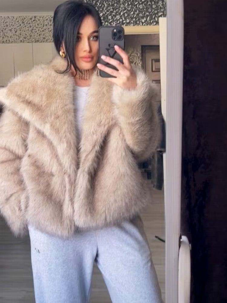 Women Luxury Big Fur Collar Overcoats Coats & Jackets - Tophatter Daily Deals