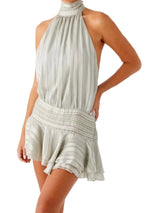 Women Elegant Lotus Leaf Edge Halter Mini Dress Mini Dresses - Tophatter Daily Deals