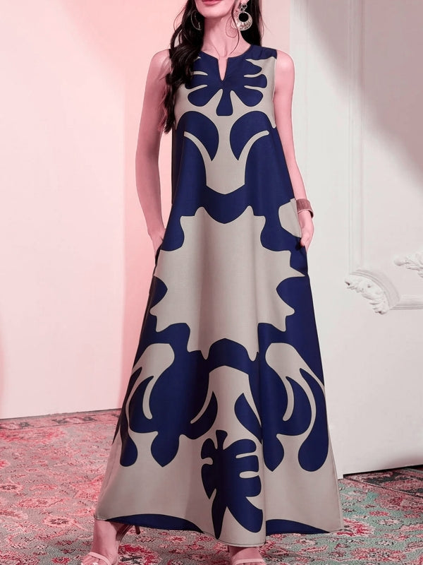 Abstract Print Sleeveless Maxi Dress Maxi Dresses - Tophatter Daily Deals