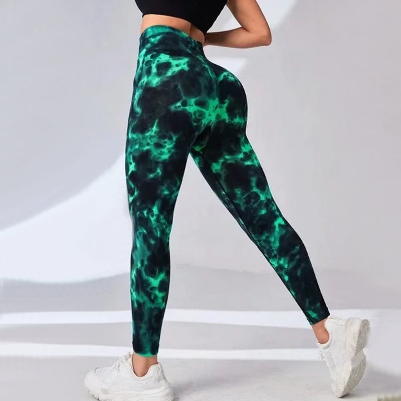 Print Tie Dye Sports Leggings Gym Green Leggings - Tophatter Daily Deals