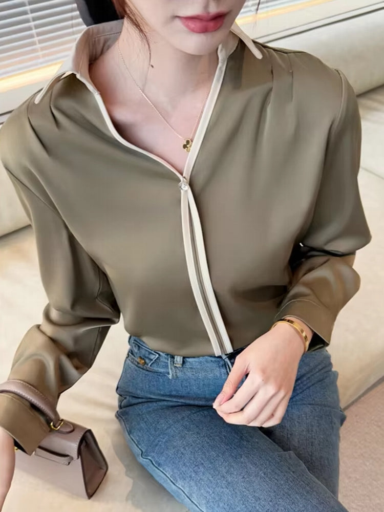Women V Neck Office Lady Shirts 2XL Blouses - Tophatter Daily Deals