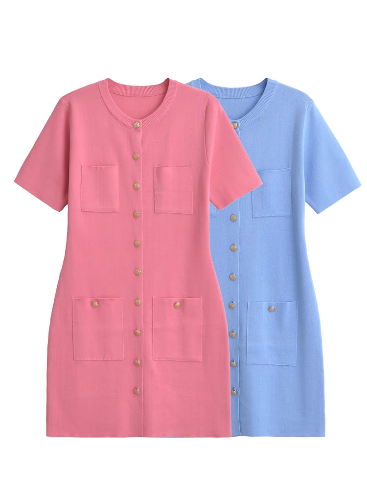 Women Round Neck Short Sleeve Bodycon A-line Dresses Mini Dresses - Tophatter Daily Deals