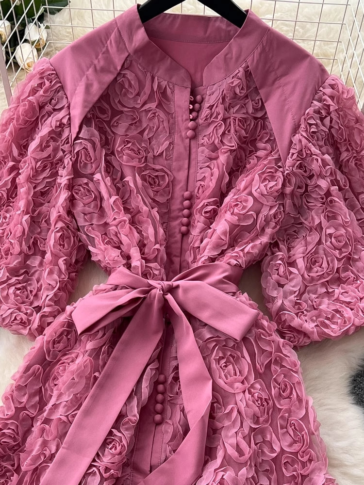 Luxury 3D Flower Formal Evening Dress Pink Maxi Dresses - Tophatter Daily Deals
