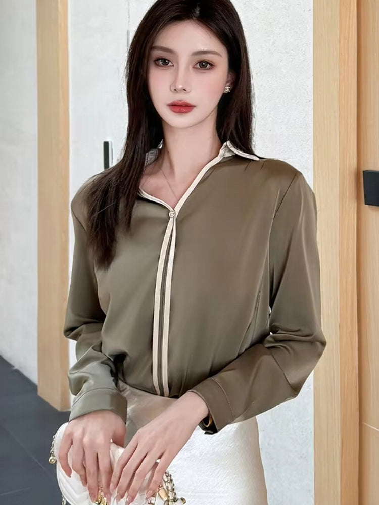 Women V Neck Office Lady Shirts Blouses - Tophatter Daily Deals