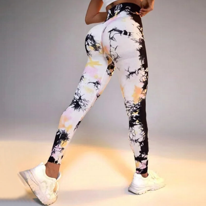 Print Tie Dye Sports Leggings Gym Orange Leggings - Tophatter Daily Deals