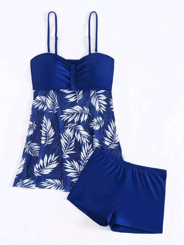 Summer Short Skirt With Comfortable Shorts Swimsuit Blue Swimwear - Tophatter Daily Deals
