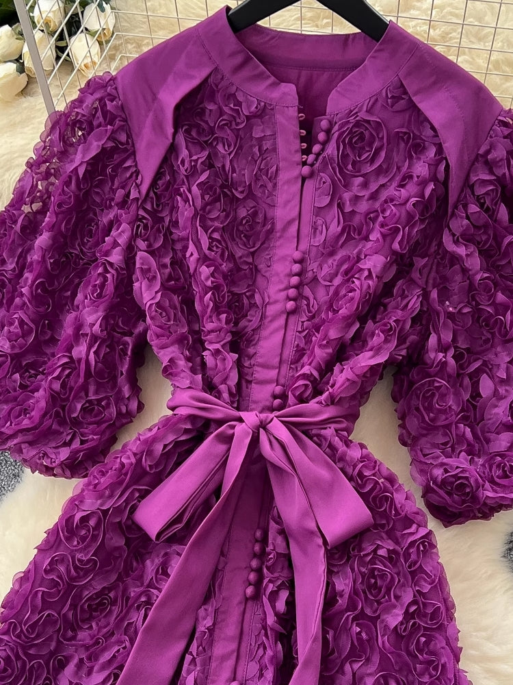 Luxury 3D Flower Formal Evening Dress Purple Maxi Dresses - Tophatter Daily Deals
