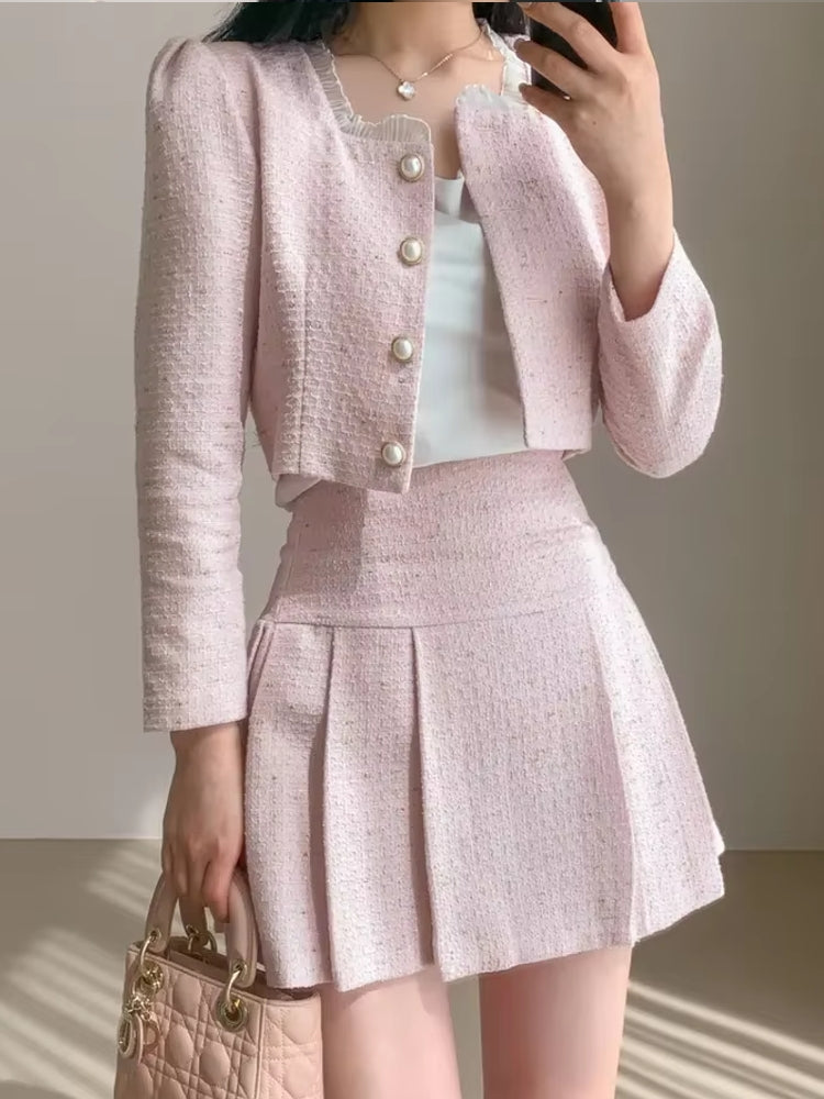 Slim Women High Waist Mini Skirts Sets Pink Work Wear Blazers - Tophatter Daily Deals