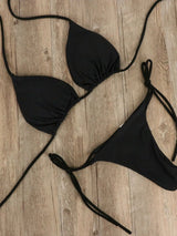 Bikini T-Back Low Rise Thong Bandage Style Black Swimwear - Tophatter Daily Deals