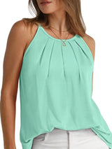 Fashion Women Spaghetti Strap Tops Cyan Blouses - Tophatter Daily Deals
