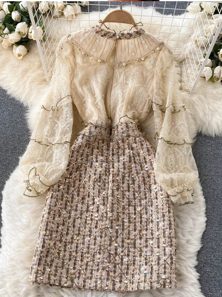 Women Ruffles Luxious Beading Party Dress Midi Dresses - Tophatter Daily Deals