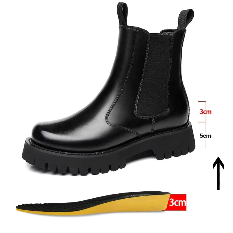 Men Chelsea Rubber Boot Inner Increased Lifted Boots 8cm Nil Fur Boots - Tophatter Daily Deals