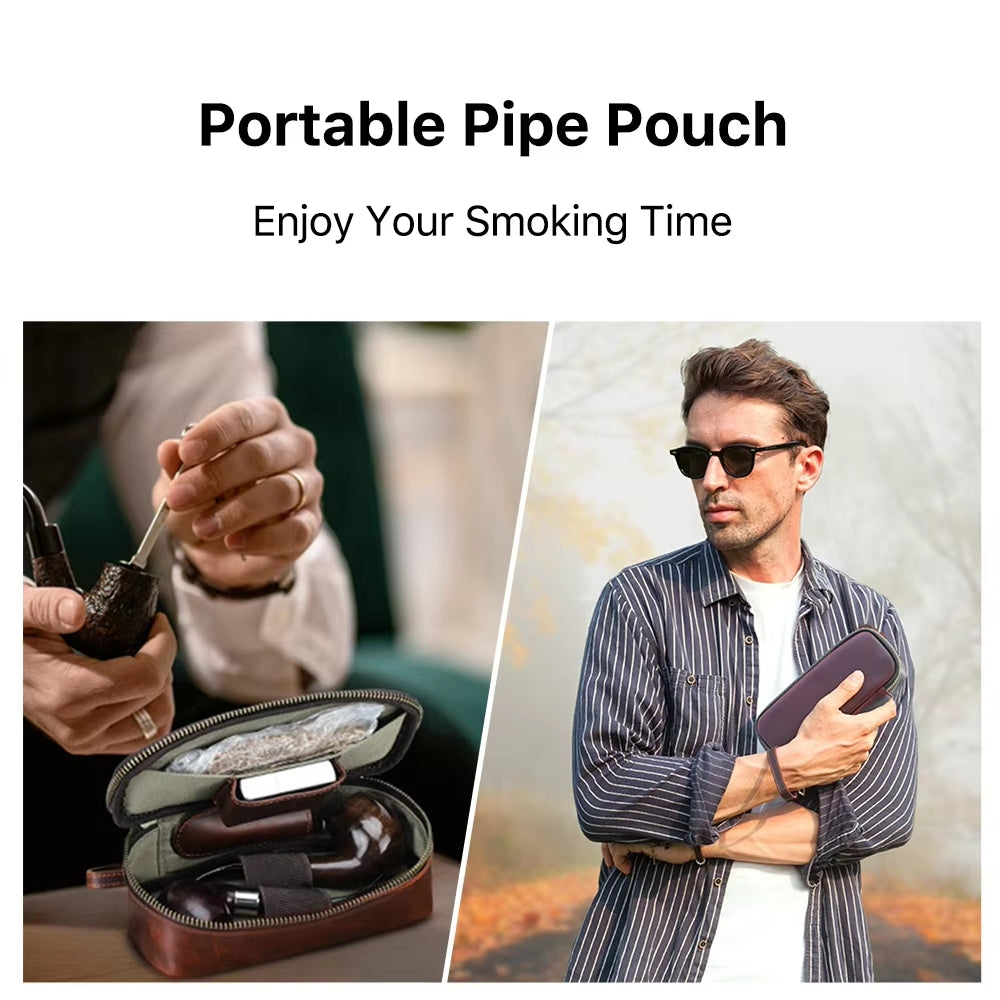Portable Herb Smoke Pipe Case Leather Bag Men Bags - Tophatter Daily Deals