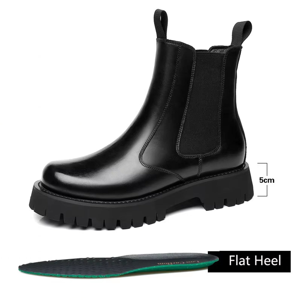 Men Chelsea Rubber Boot Inner Increased Lifted Boots 5cm Nil Fur Boots - Tophatter Daily Deals