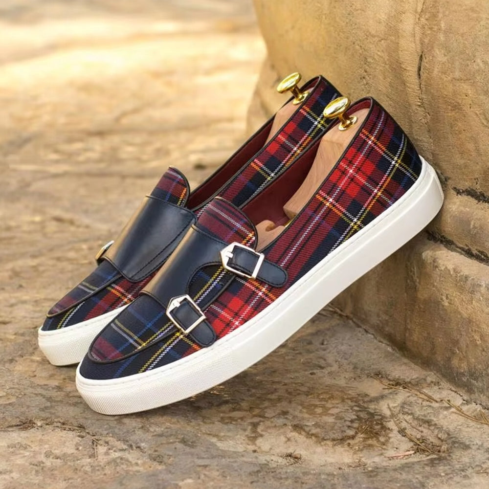 Classic Canvas Plaid Loafers For Men Loafers - Tophatter Daily Deals