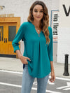 Women T-shirt V Neck 3/4 Sleeve Tops Blouse Blouses - Tophatter Daily Deals