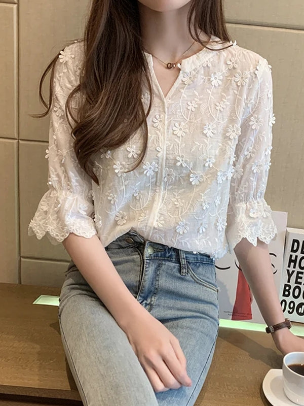 Elegant Tops Lace Women Blouses Blouses - Tophatter Daily Deals