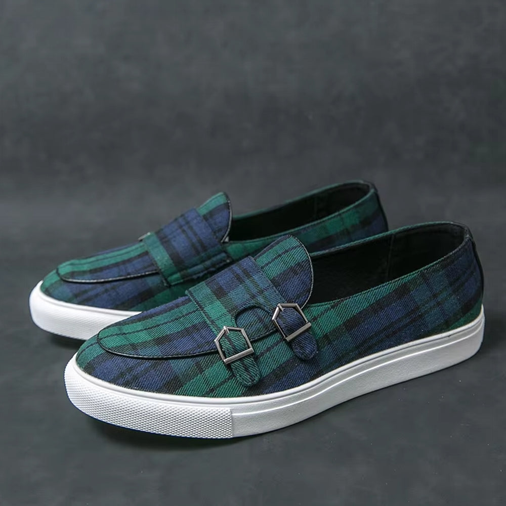 Classic Canvas Plaid Loafers For Men Loafers - Tophatter Daily Deals